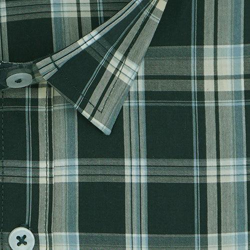 Men's 100% Cotton Tartan Checkered Full Sleeves Shirt (Forest Green)