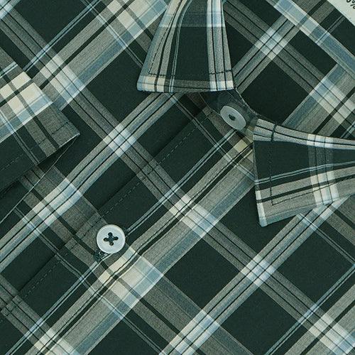 Men's 100% Cotton Tartan Checkered Full Sleeves Shirt (Forest Green)