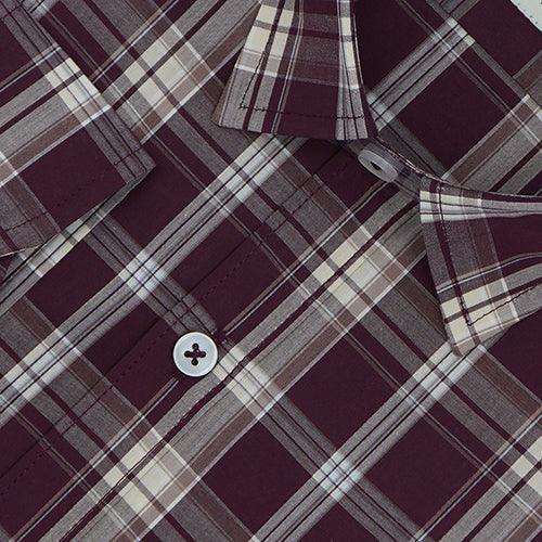 Men's 100% Cotton Tartan Checkered Full Sleeves Shirt (Rust)
