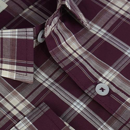 Men's 100% Cotton Tartan Checkered Full Sleeves Shirt (Rust)
