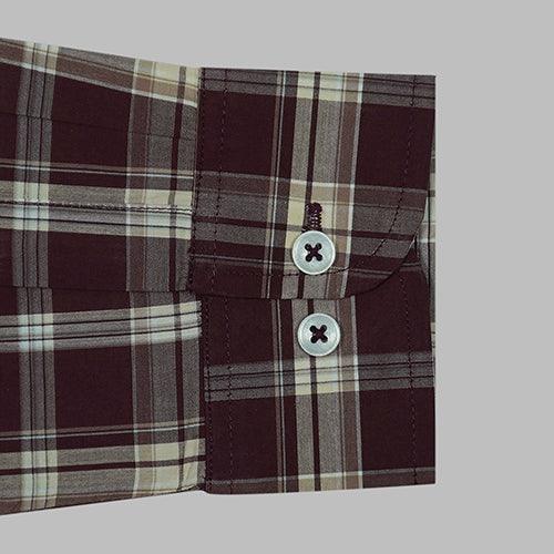 Men's 100% Cotton Tartan Checkered Full Sleeves Shirt (Rust)