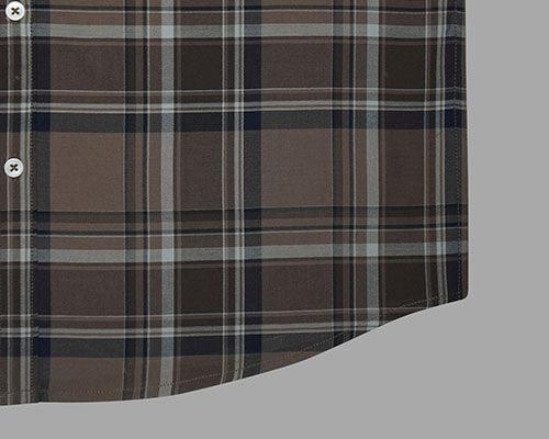Men's 100% Cotton Tartan Checkered Half Sleeves Shirt (Brown)