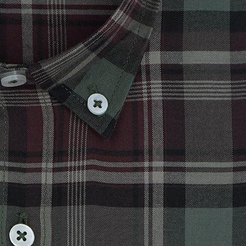 Men's 100% Cotton Tartan Plaid Checkered Full Sleeves Shirt (Maroon)