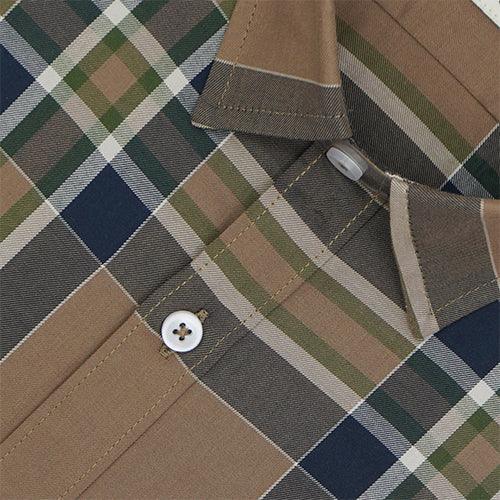 Men's 100% Cotton Tartan Plaid Checkered Half Sleeves Shirt (Blue)