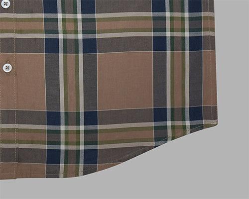 Men's 100% Cotton Tartan Plaid Checkered Half Sleeves Shirt (Blue)