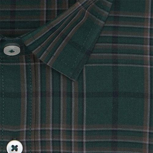 Men's 100% Cotton Tartan Plaid Checkered Half Sleeves Shirt (Green)