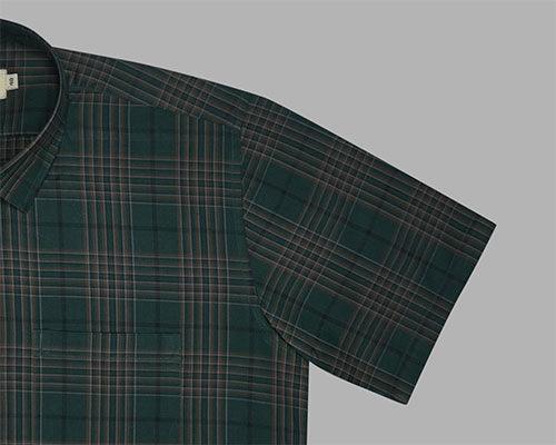Men's 100% Cotton Tartan Plaid Checkered Half Sleeves Shirt (Green)