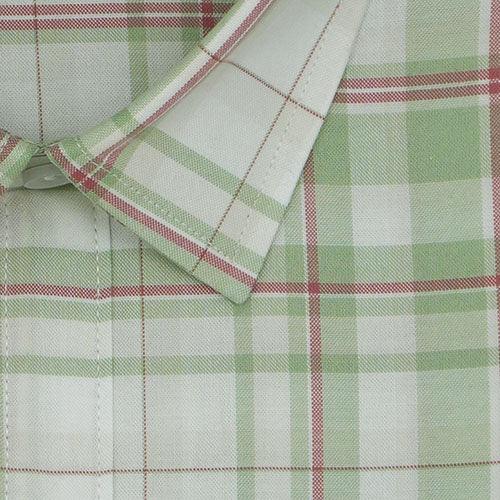 Men's 100% Cotton Tartan Plaid Checkered Half Sleeves Shirt (Pista Green)