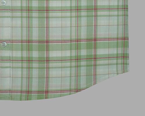 Men's 100% Cotton Tartan Plaid Checkered Half Sleeves Shirt (Pista Green)