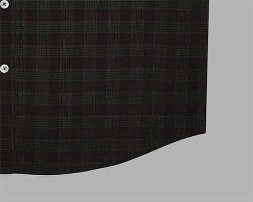 Men's 100% Cotton Windowpane Checkered Half Sleeves Shirt (Black)