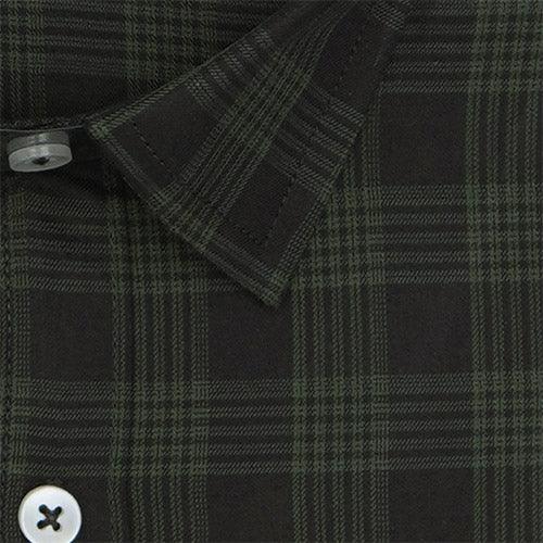 Men's 100% Cotton Windowpane Checkered Half Sleeves Shirt (Brown)