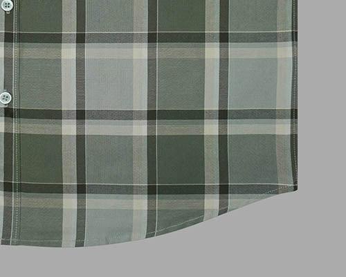 Men's 100% Cotton Windowpane Checkered Half Sleeves Shirt (Grey)