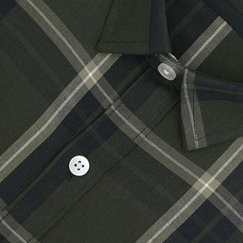 Men's 100% Cotton Windowpane Checks Half Sleeves Shirt (Olive)