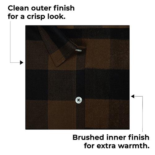 Men's Winter Wear Cottswool Big / Buffalo Checkered Full Sleeves Shirt (Brown)