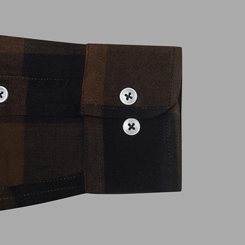 Men's Winter Wear Cottswool Big / Buffalo Checkered Full Sleeves Shirt (Brown)