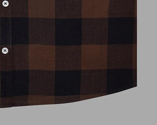 Men's Winter Wear Cottswool Big / Buffalo Checkered Full Sleeves Shirt (Brown)