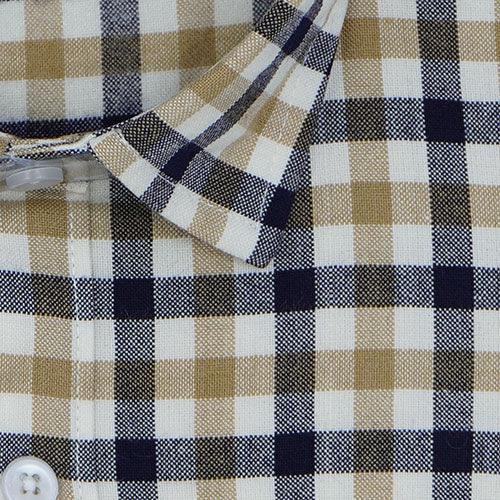 Men's Winter Wear Cottswool Dupplin Checkered Full Sleeves Shirt (Brown)