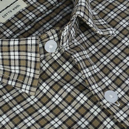 Men's Winter Wear Cottswool Dupplin Checkered Full Sleeves Shirt (Brown)