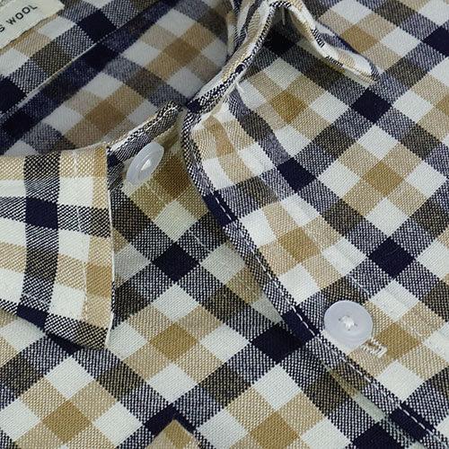 Men's Winter Wear Cottswool Dupplin Checkered Full Sleeves Shirt (Brown)