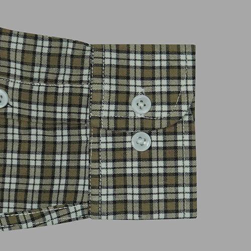 Men's Winter Wear Cottswool Dupplin Checkered Full Sleeves Shirt (Brown)
