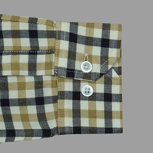 Men's Winter Wear Cottswool Dupplin Checkered Full Sleeves Shirt (Brown)