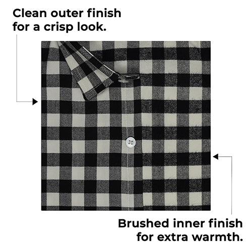 Men's Winter Wear Cottswool Gingham Checkered Full Sleeves Shirt (Black)