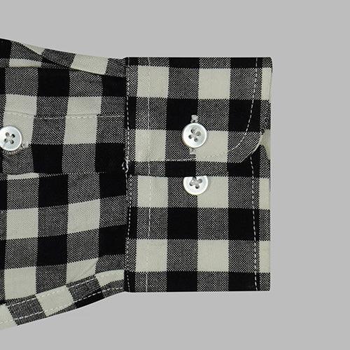 Men's Winter Wear Cottswool Gingham Checkered Full Sleeves Shirt (Black)