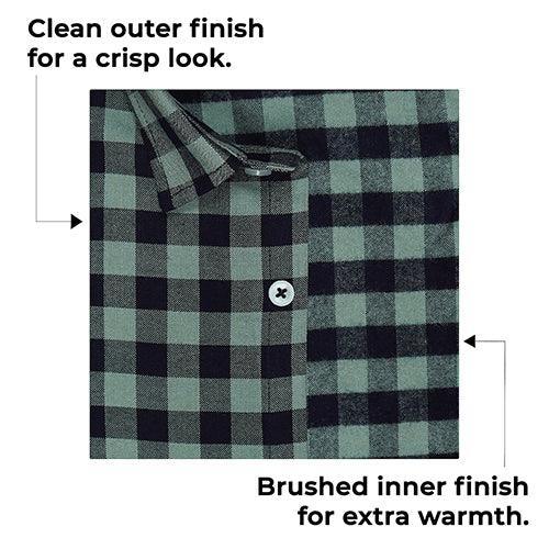 Men's Winter Wear Cottswool Gingham Checkered Full Sleeves Shirt (Steel Grey)