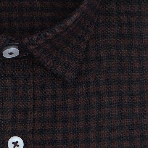 Men's Winter Wear Cottswool Gingham Checkered Full Sleeves Shirt (Wine)