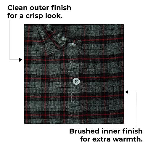 Men's Winter Wear Cottswool Glen Plaid Checkered Full Sleeves Shirt (Steel Grey)