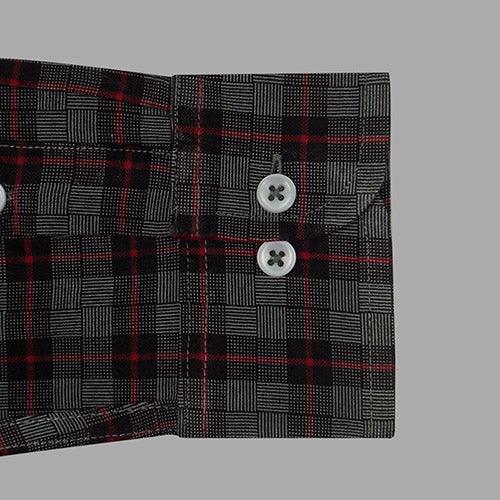 Men's Winter Wear Cottswool Glen Plaid Checkered Full Sleeves Shirt (Steel Grey)