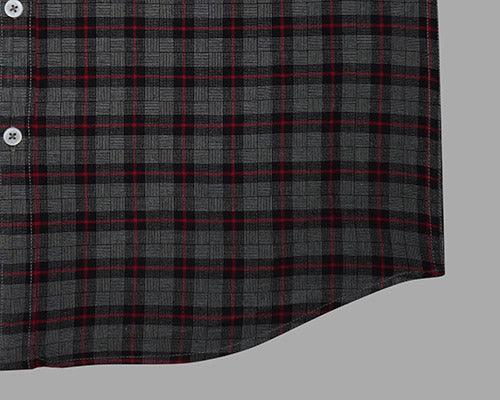 Men's Winter Wear Cottswool Glen Plaid Checkered Full Sleeves Shirt (Steel Grey)
