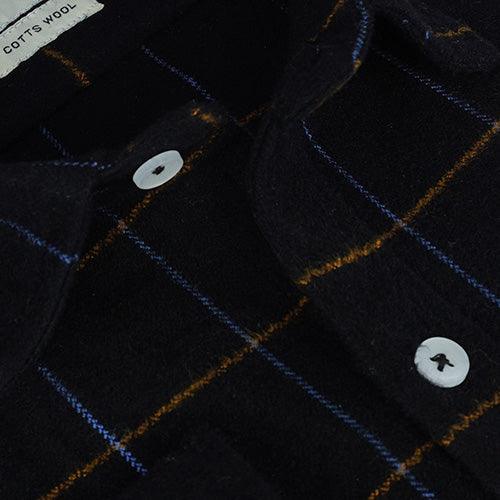 Men's Winter Wear Cottswool Graph Checks Full Sleeves Shirt (Black)