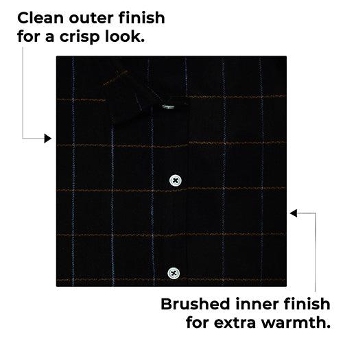 Men's Winter Wear Cottswool Graph Checks Full Sleeves Shirt (Black)