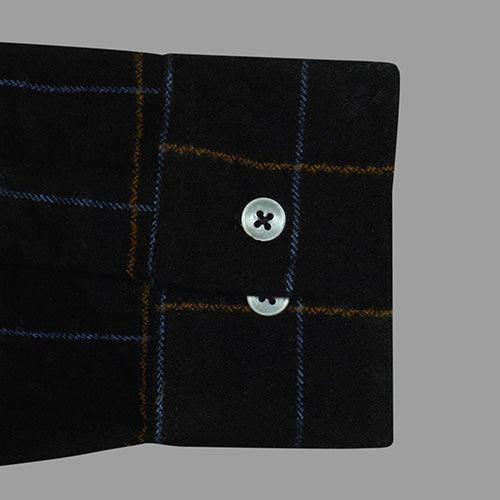 Men's Winter Wear Cottswool Graph Checks Full Sleeves Shirt (Black)