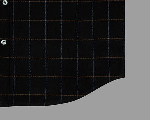 Men's Winter Wear Cottswool Graph Checks Full Sleeves Shirt (Black)