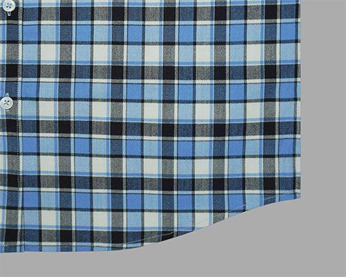 Men's Winter Wear Cottswool Grid Tattersall Checks Full Sleeves Shirt (Blue)