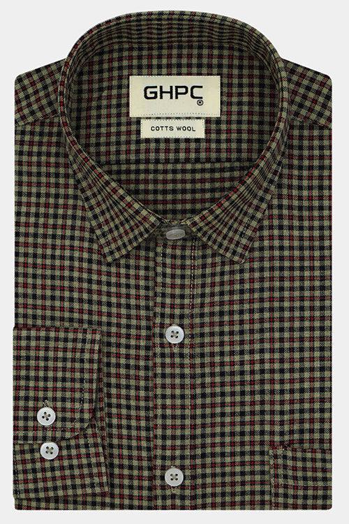 Men's Winter Wear Cottswool Gun Club Checkered Full Sleeves Shirt (Multicolor)