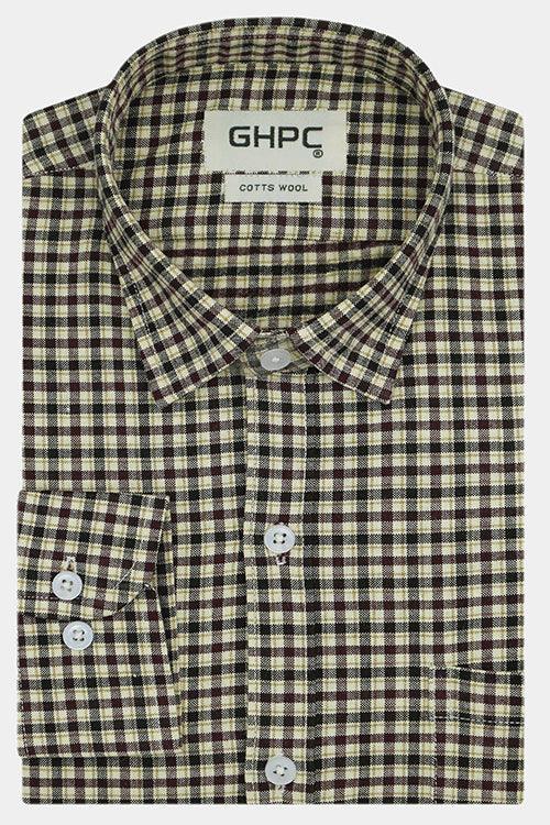 Men's Winter Wear Cottswool Gun Club Checkered Full Sleeves Shirt (Multicolor)