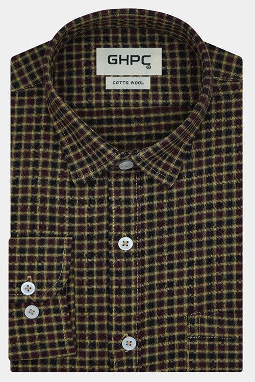 Men's Winter Wear Cottswool Gun Club Checkered Full Sleeves Shirt (Multicolor)