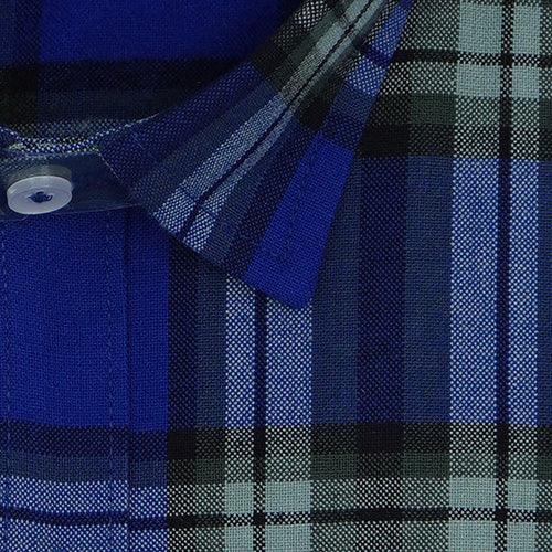 Men's Winter Wear Cottswool Plaid Checkered Full Sleeves Shirt (Blue)