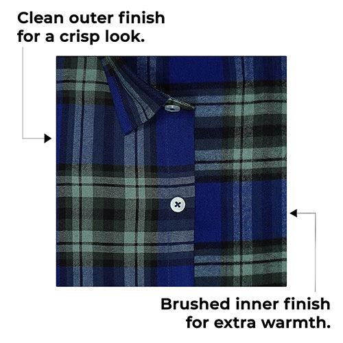 Men's Winter Wear Cottswool Plaid Checkered Full Sleeves Shirt (Blue)