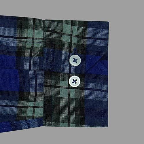 Men's Winter Wear Cottswool Plaid Checkered Full Sleeves Shirt (Blue)