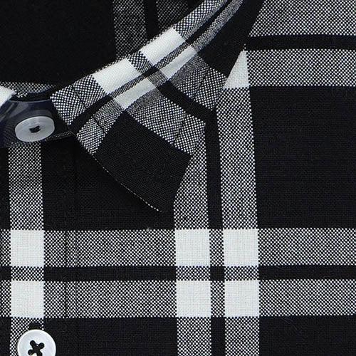 Men's Winter Wear Cottswool Windowpane Checkered Full Sleeves Shirt (Black)