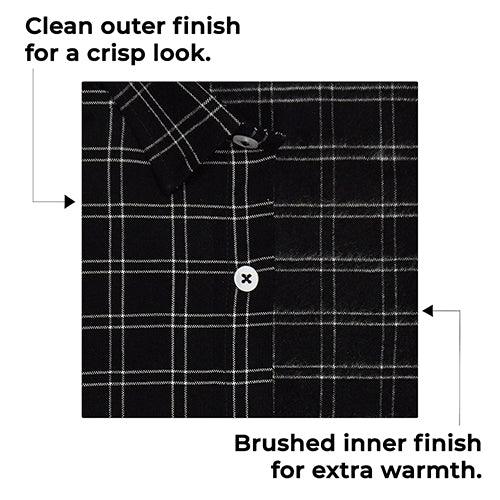 Men's Winter Wear Cottswool Windowpane Checkered Full Sleeves Shirt (Black)