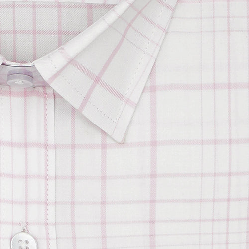 Men's 100% Cotton Grid Tattersall Checkered Half Sleeves Shirt (White) FSH507601_2
