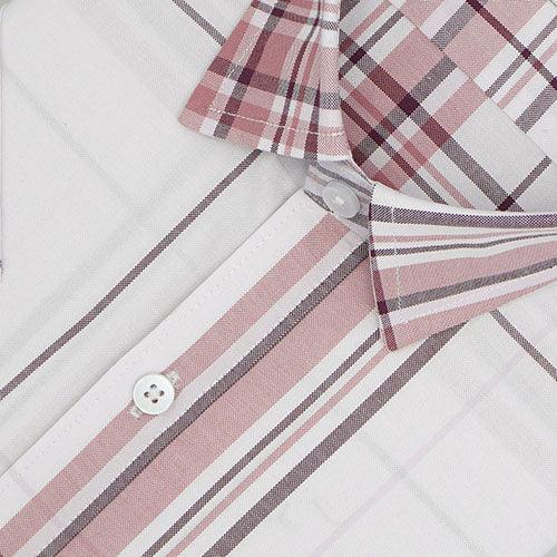 Men's 100% Cotton Big Checkered Half Sleeves Shirt (Cream (Off White))