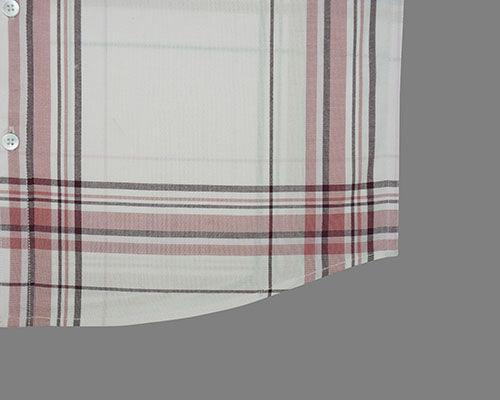 Men's 100% Cotton Big Checkered Half Sleeves Shirt (Cream (Off White))