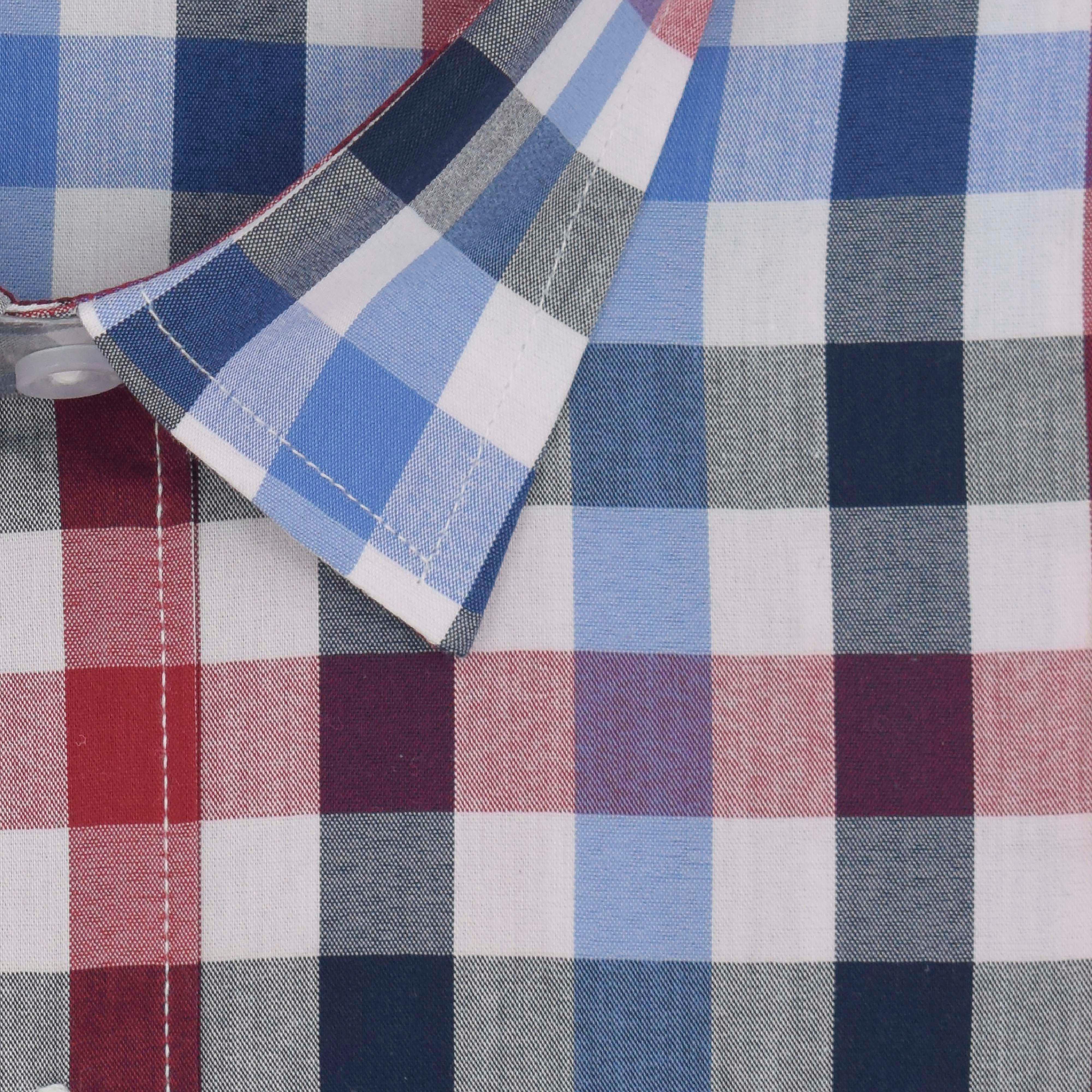 Men's 100% Cotton Gingham Checkered Half Sleeves Shirt (Multicolor)