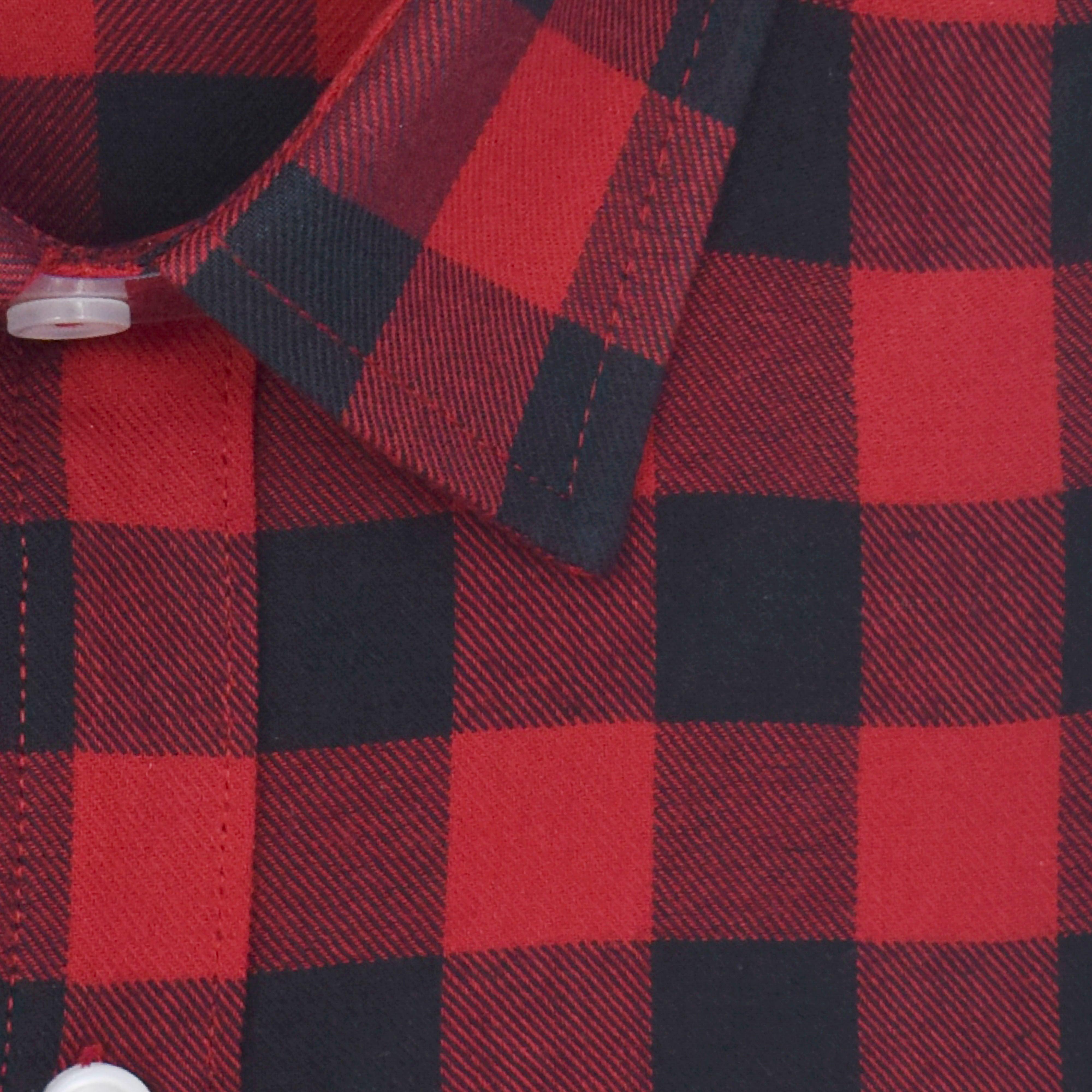 Men's 100% Cotton Gingham Checkered Half Sleeves Shirt (Red)